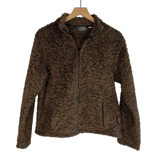 BLACK DIAMOND Womens Polartec Fleece Cozy Teddy Jacket Brown M Winter Casual - Picture 1 of 9
